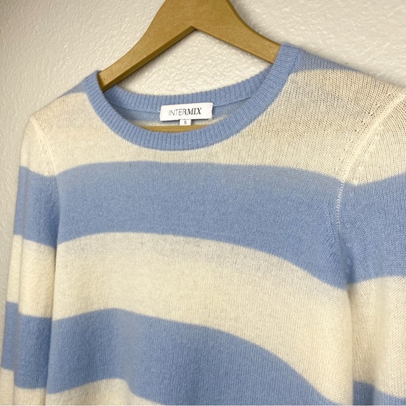 Intermix 100% Cashmere Cropped Striped Sweater - Picture 7 of 11